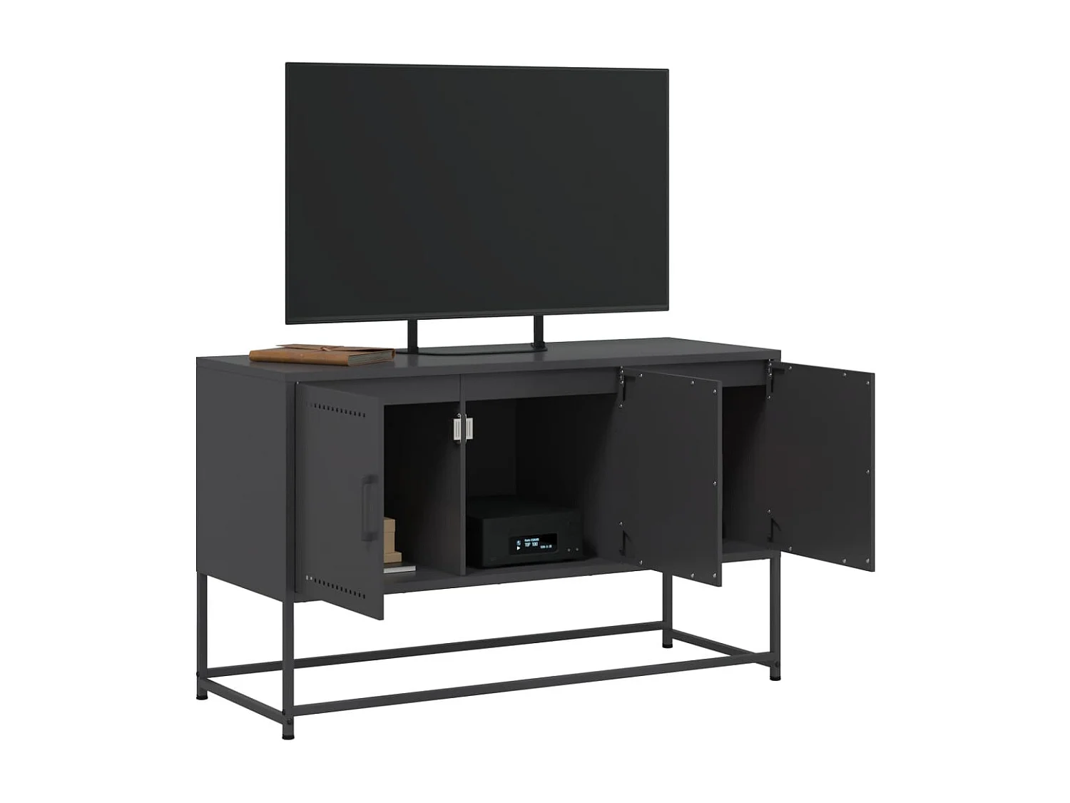 Vornar  Meuble TV noir 100,5x39x60,5 cm acier