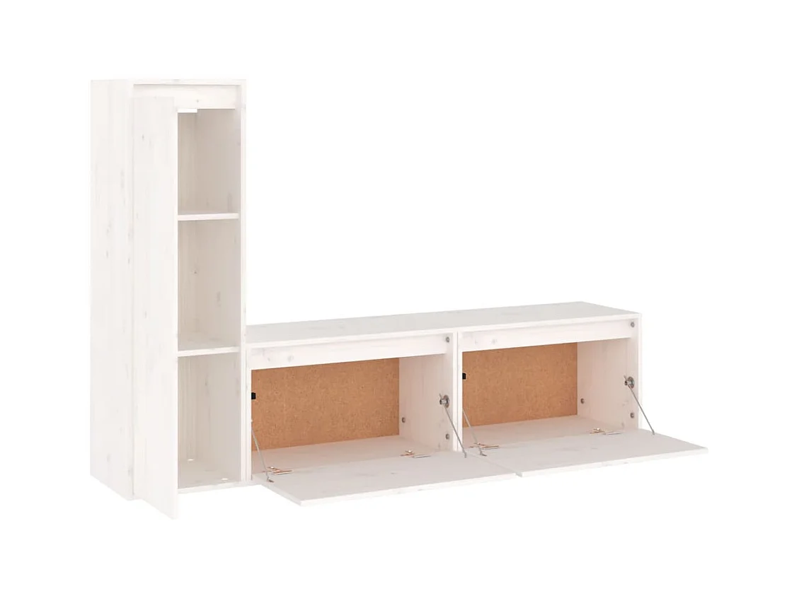 Volri  Meubles TV 3 pcs Blanc Bois massif de pin