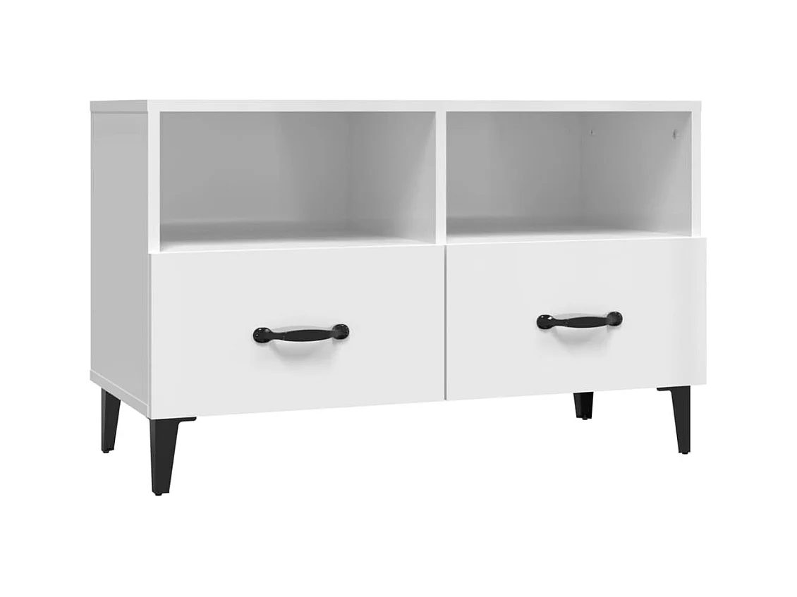 Elben  Meuble TV Blanc brillant 80x36x50 cm Bois d'ingénierie