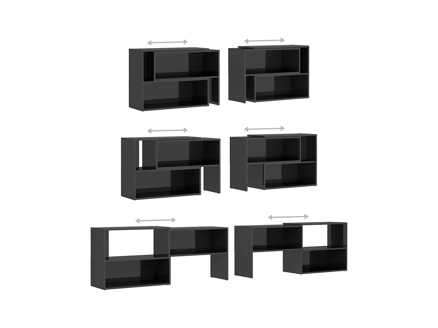 Dalia  Mueble de TV madera contrachapada gris brillante 149x30x52 cm