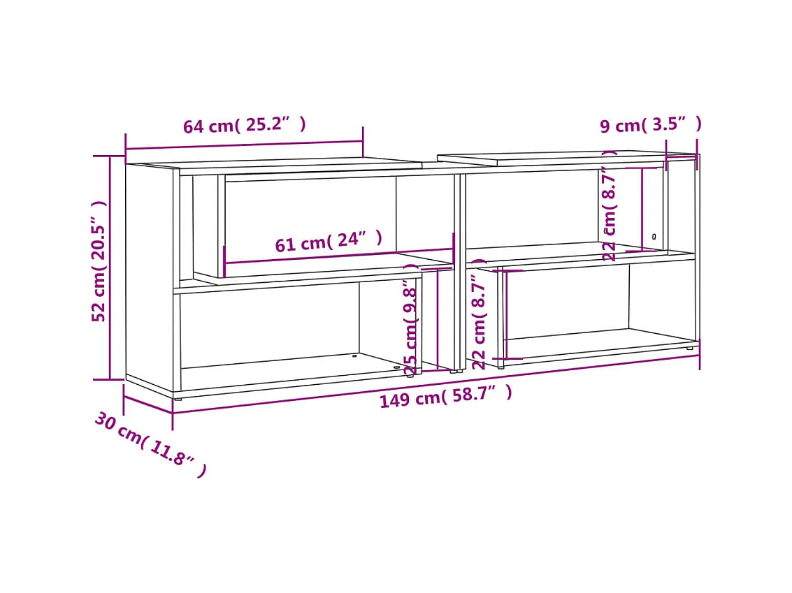 Dalia  Mueble de TV madera contrachapada gris brillante 149x30x52 cm