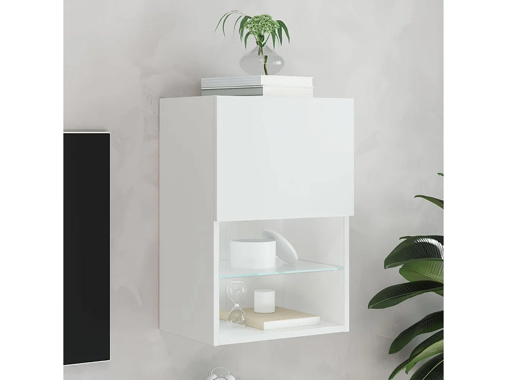 Almar  Meuble TV avec lumières LED blanc 40,5x30x60 cm