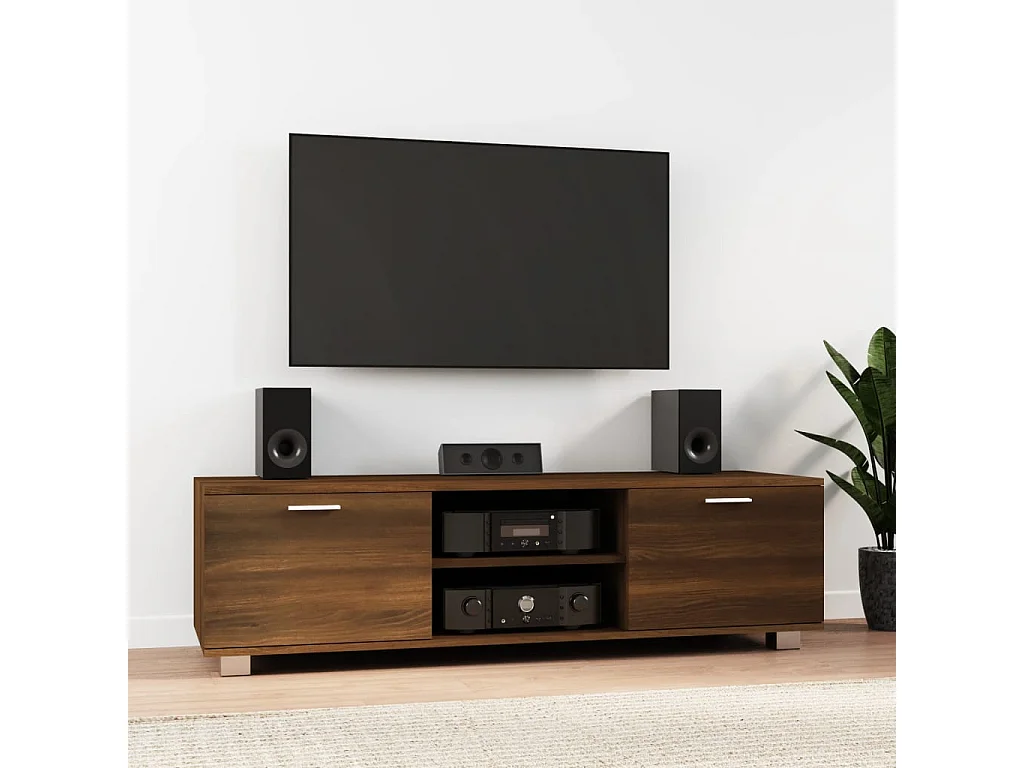 Stuarts Draft  Mueble para TV madera contrachapada marrón roble 140x40,5x35 cm