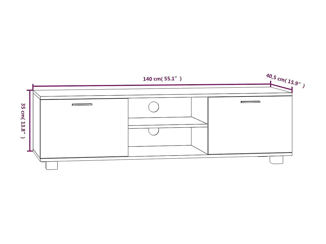 Stuarts Draft  Mueble para TV madera contrachapada marrón roble 140x40,5x35 cm