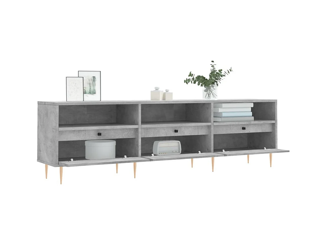 Galax  Meuble TV gris béton 150x30x44,5 cm bois d'ingénierie