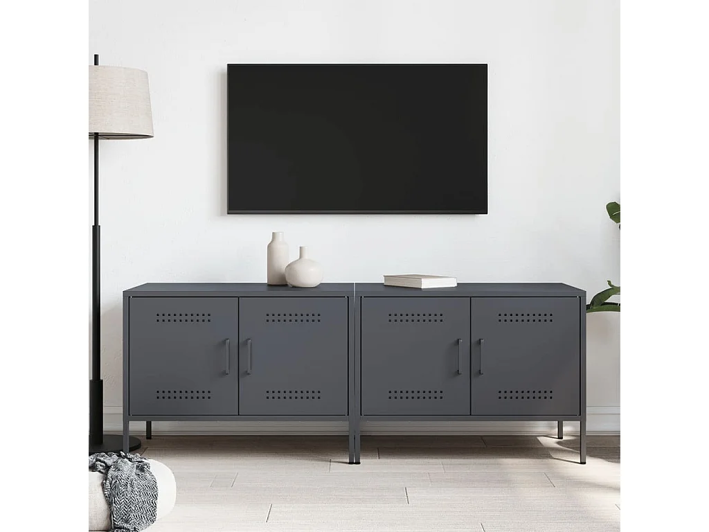 Raena  Muebles de TV 2 unidades acero gris antracita 68x39x50,5 cm