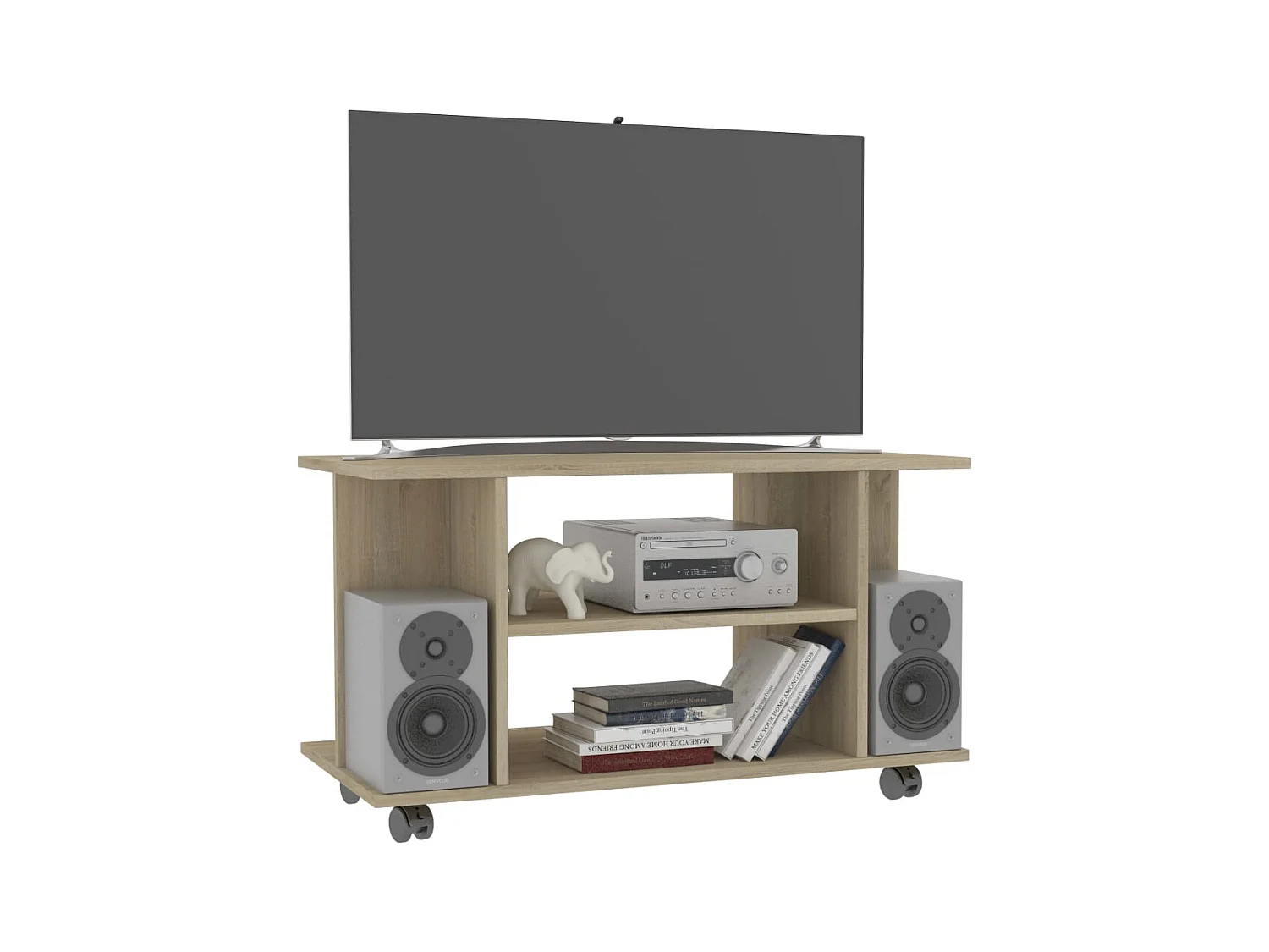 Dahlia  Mueble de TV ruedas madera ingeniería roble Sonoma 80x40x45 cm