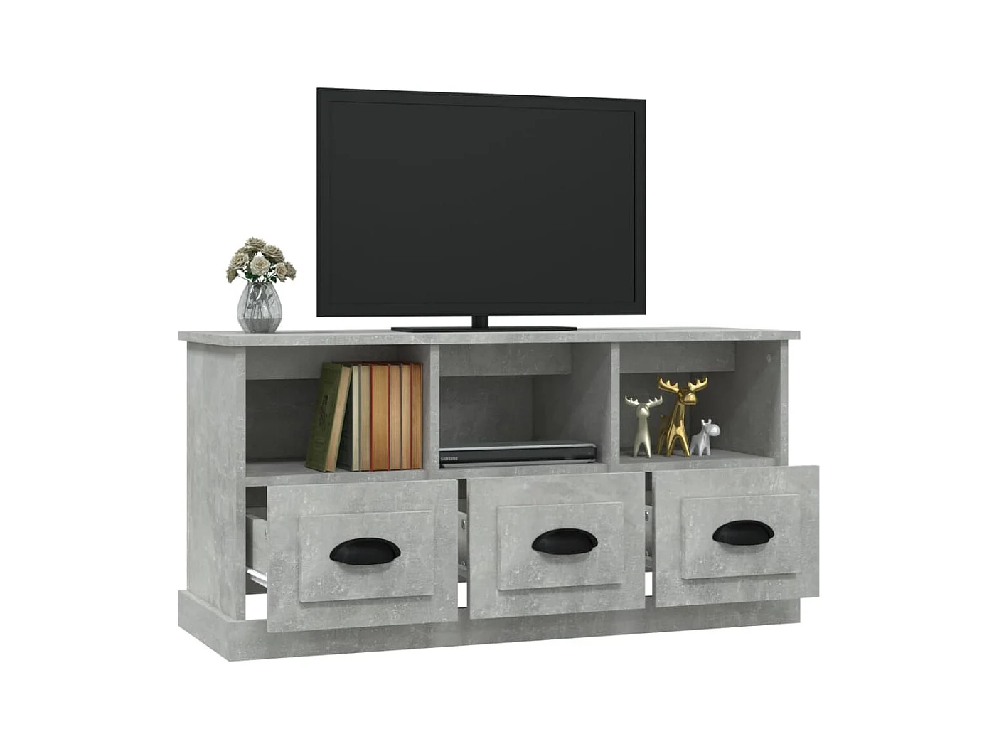 Galynra  Meuble TV gris béton 100x35x50 cm bois d'ingénierie