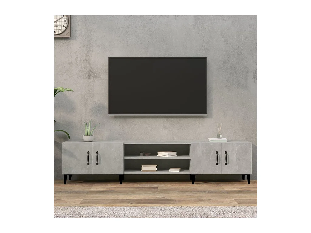 Odette  Meuble TV gris béton 180x31,5x40 cm bois d'ingénierie