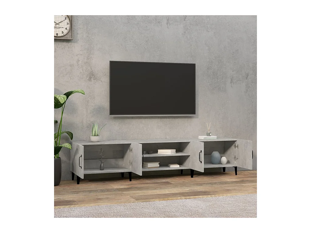 Odette  Meuble TV gris béton 180x31,5x40 cm bois d'ingénierie