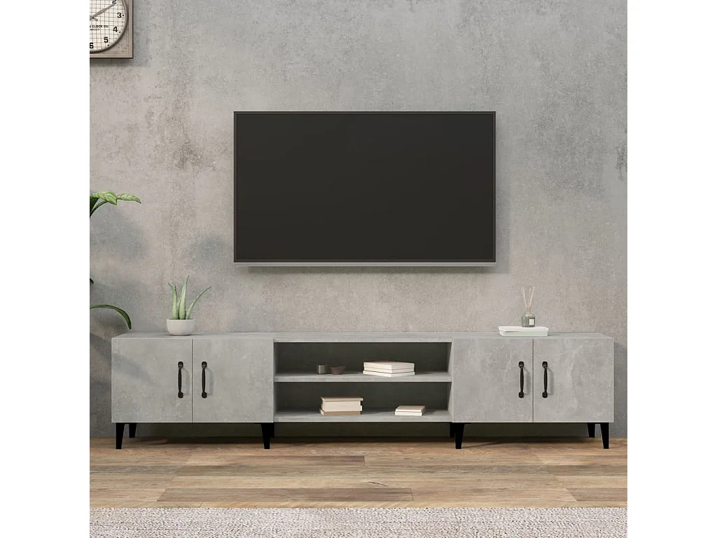 Odette  Mueble de TV madera contrachapada gris hormigón 180x31,5x40 cm