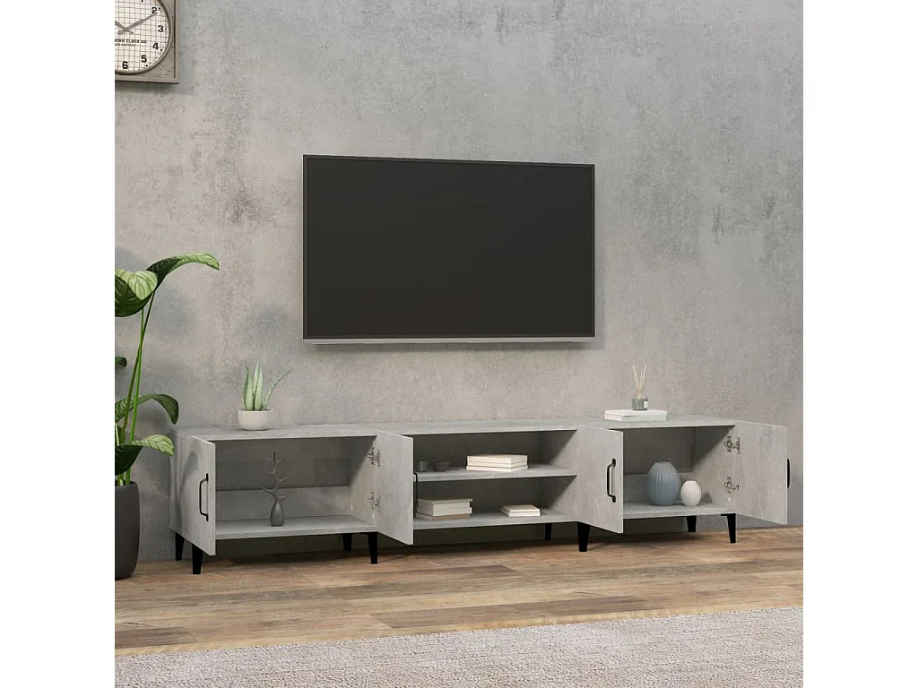 Odette  Mueble de TV madera contrachapada gris hormigón 180x31,5x40 cm
