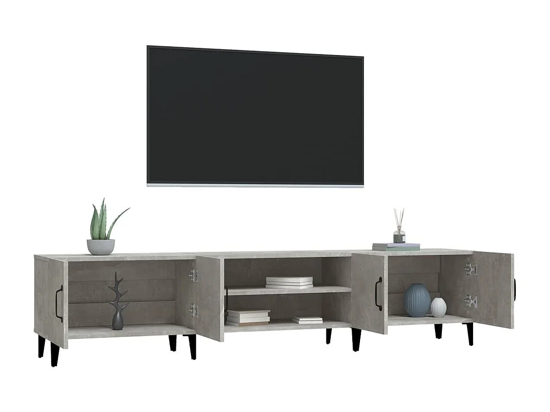 Odette  Mueble de TV madera contrachapada gris hormigón 180x31,5x40 cm