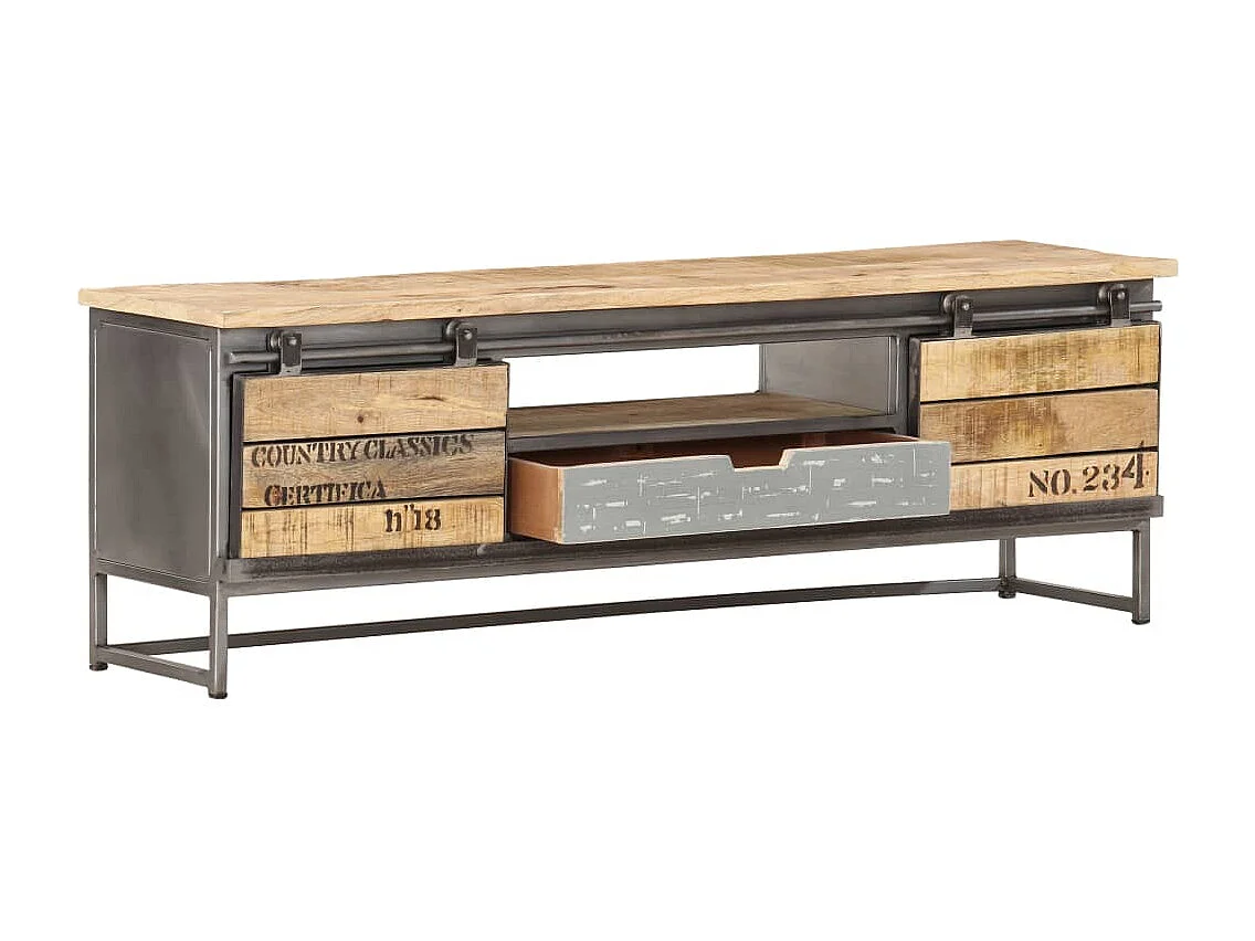 Garden Furniture -  Meuble TV 120 x 30 x 40 cm Bois massif de manguier