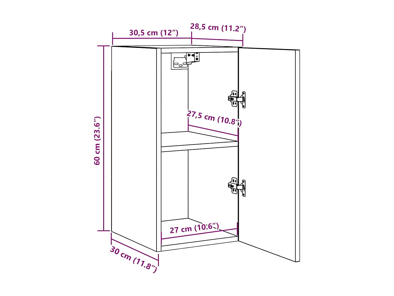 Hoeselt  Tv-meubel 30,5x30x60 cm bewerkt hout gerookt eikenkleurig