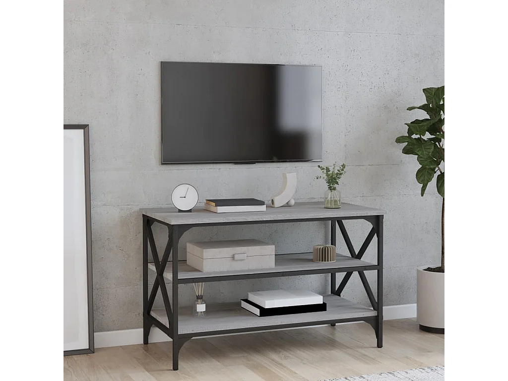 Othmane  Mueble para TV madera contrachapada gris Sonoma 80x40x50 cm