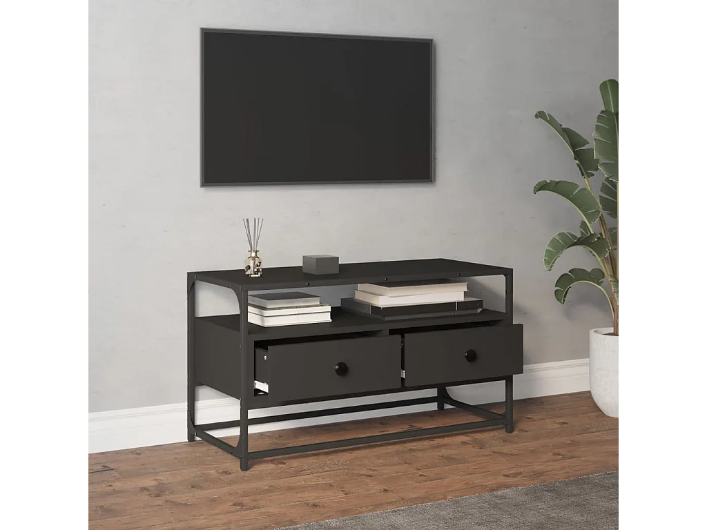 Bralir  Meuble TV noir 80x35x45 cm bois d'ingénierie