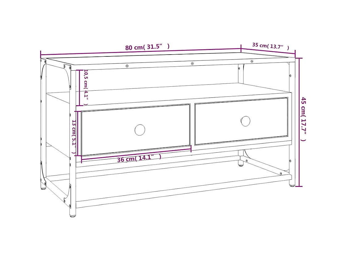Bralir  Tv-meubel 80x35x45 cm bewerkt hout zwart