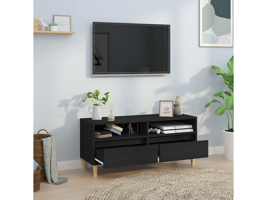 Lin  Meuble TV noir 100x34,5x44,5 cm bois d'ingénierie