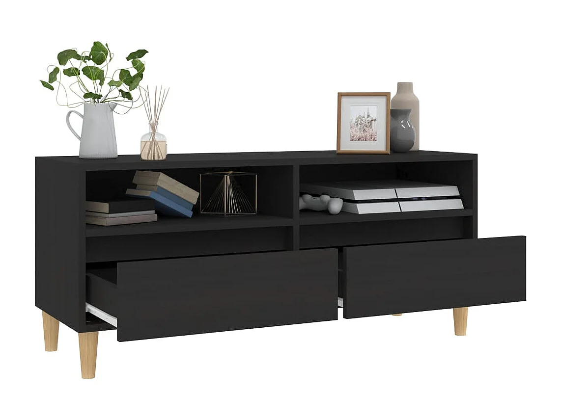 Lin  Meuble TV noir 100x34,5x44,5 cm bois d'ingénierie