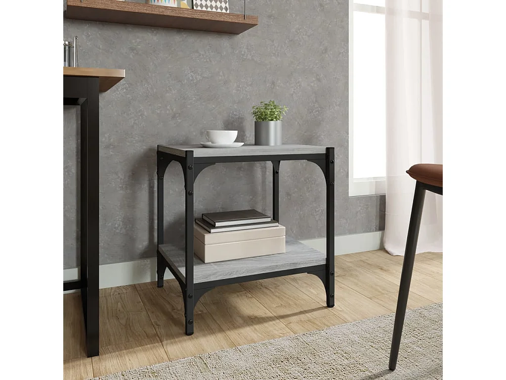 Foster City  Tv-meubel 40x33x41 cm bewerkt hout en staal grijs sonoma eiken