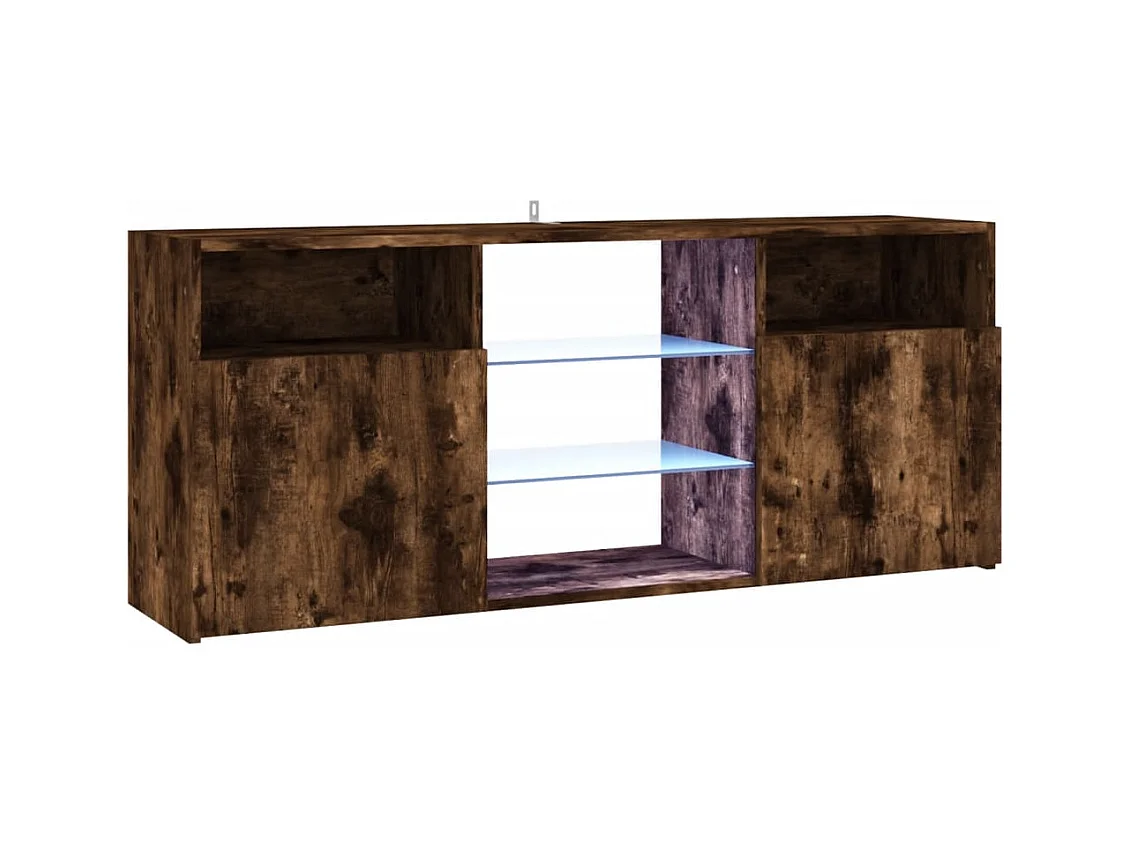 Webster City  Mueble de TV con luces LED roble ahumado 120x30x50 cm