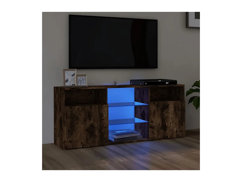 Webster City  Mueble de TV con luces LED roble ahumado 120x30x50 cm
