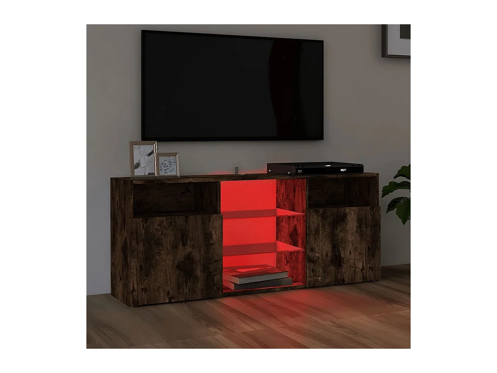 Webster City  Mueble de TV con luces LED roble ahumado 120x30x50 cm
