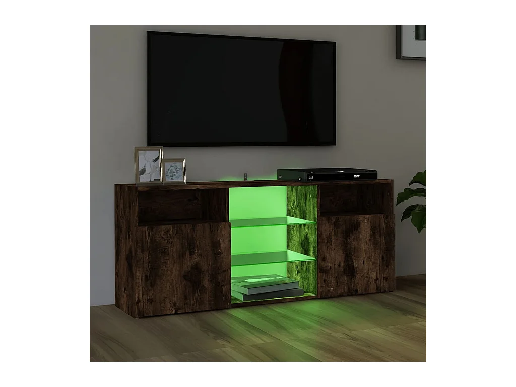Webster City  Mueble de TV con luces LED roble ahumado 120x30x50 cm