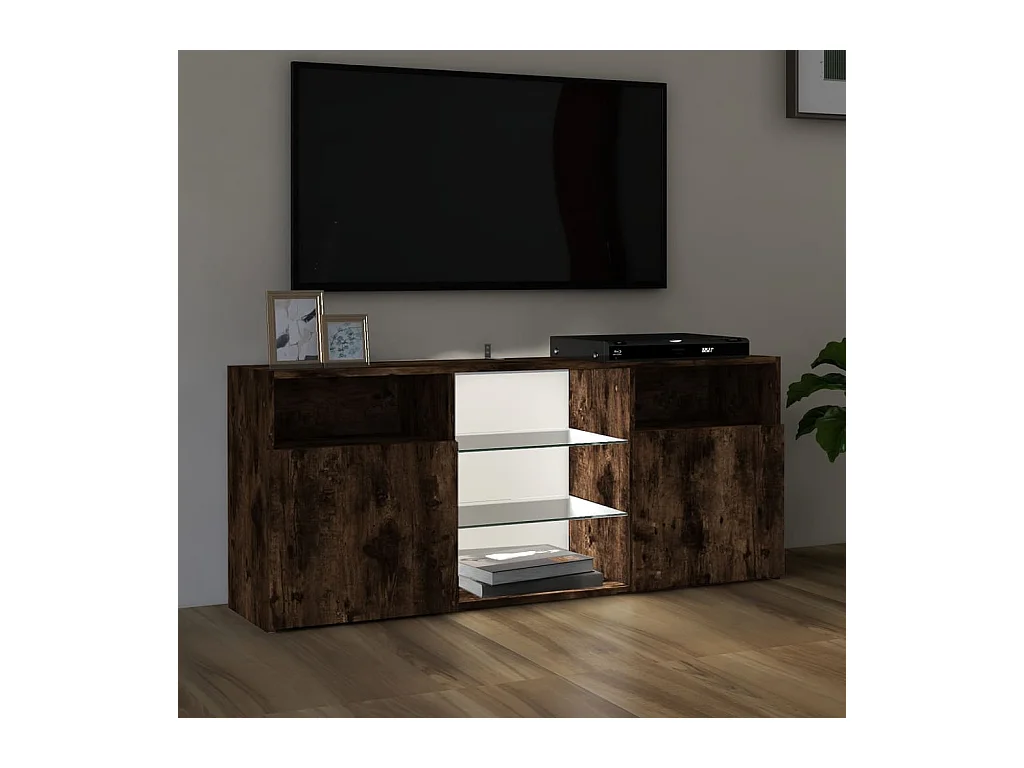 Webster City  Mueble de TV con luces LED roble ahumado 120x30x50 cm