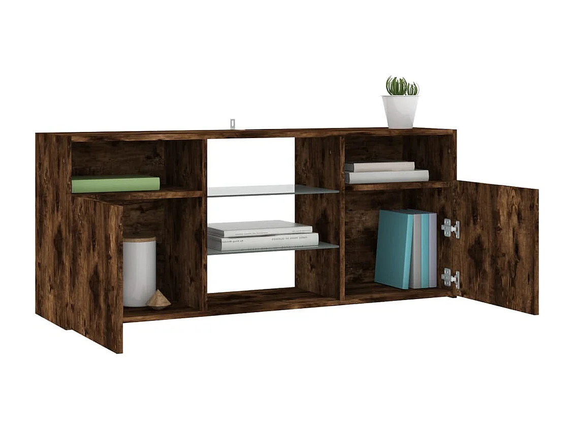 Webster City  Mueble de TV con luces LED roble ahumado 120x30x50 cm