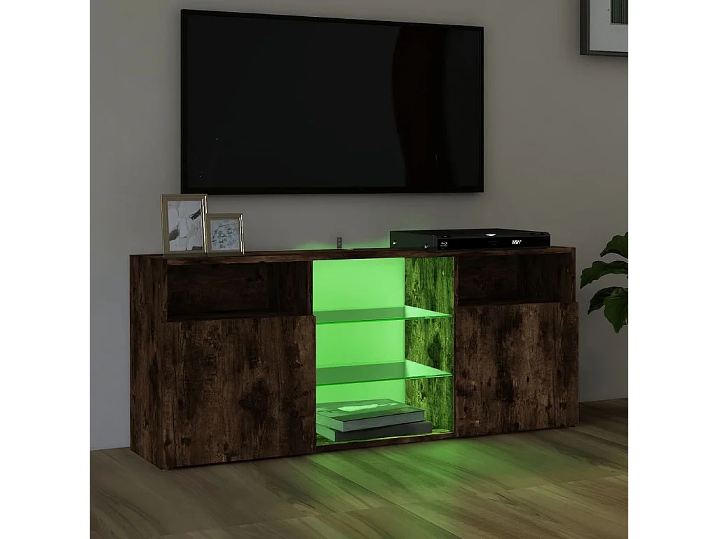 Webster City  Meuble TV avec lumières LED Chêne fumé 120x30x50 cm