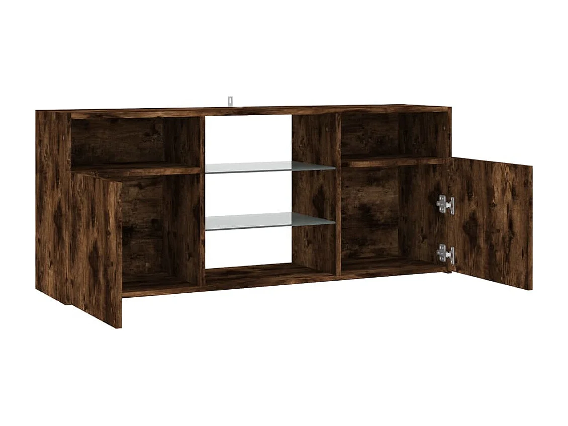 Webster City  Meuble TV avec lumières LED Chêne fumé 120x30x50 cm