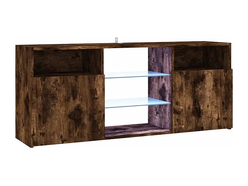 Webster City  Meuble TV avec lumières LED Chêne fumé 120x30x50 cm