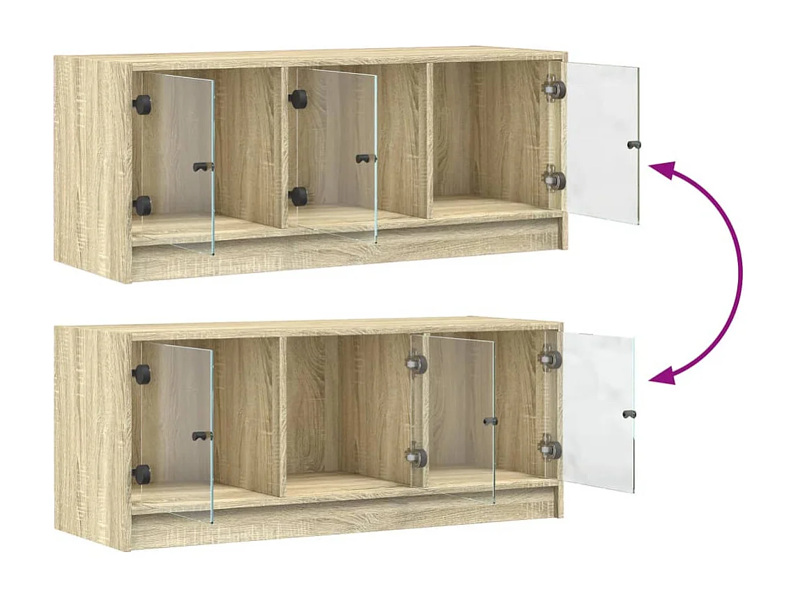 Ilgar  Meuble TV avec portes en verre chêne sonoma 102x37x42 cm