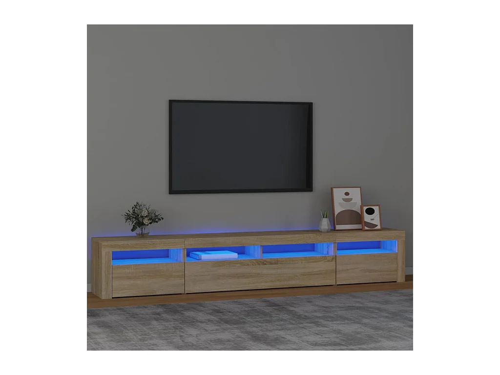 Vleteren  Meuble TV avec lumières LED Chêne sonoma 240x35x40 cm