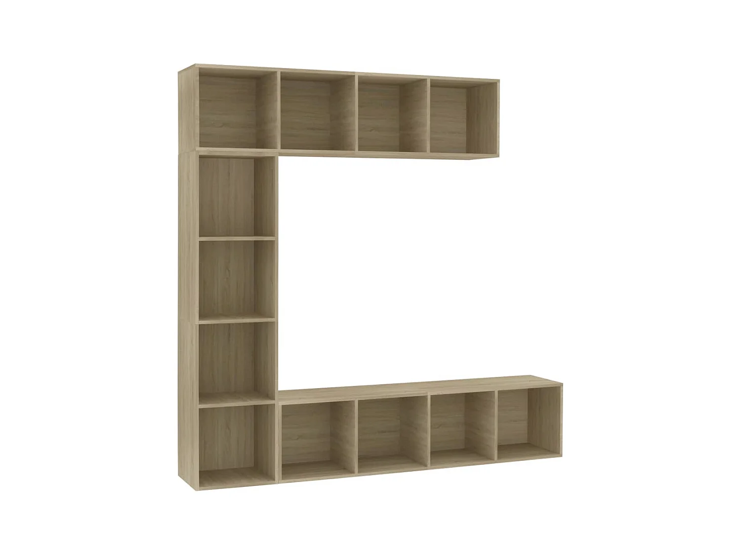 Elida  Mueble de TV y librería 3 piezas roble Sonoma 180x30x180 cm