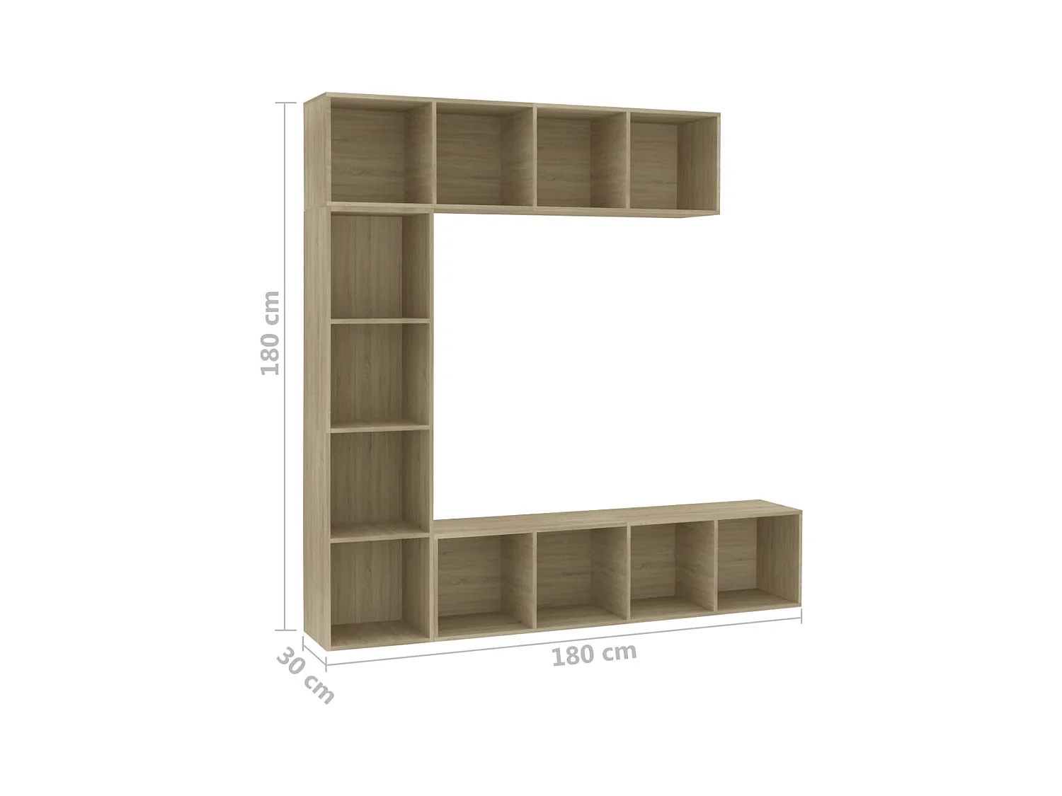 Elida  Jeu de bibliothèque/meuble TV 3 pcs Chêne sonoma 180x30x180 cm