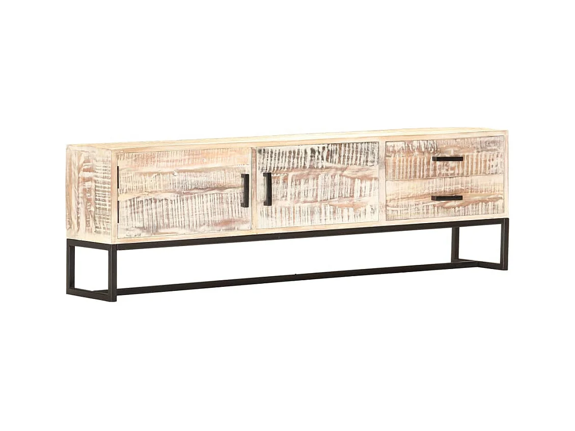 Garden Furniture -  Tv-meubel 140x30x45 cm massief acaciahout wit