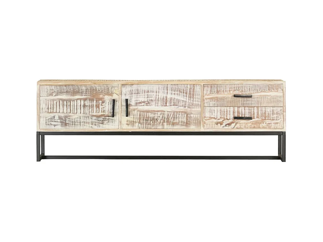 Garden Furniture -  Tv-meubel 140x30x45 cm massief acaciahout wit