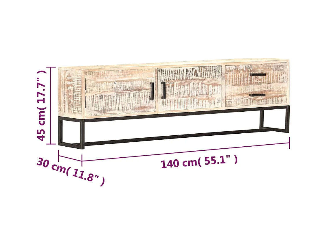 Garden Furniture -  Tv-meubel 140x30x45 cm massief acaciahout wit
