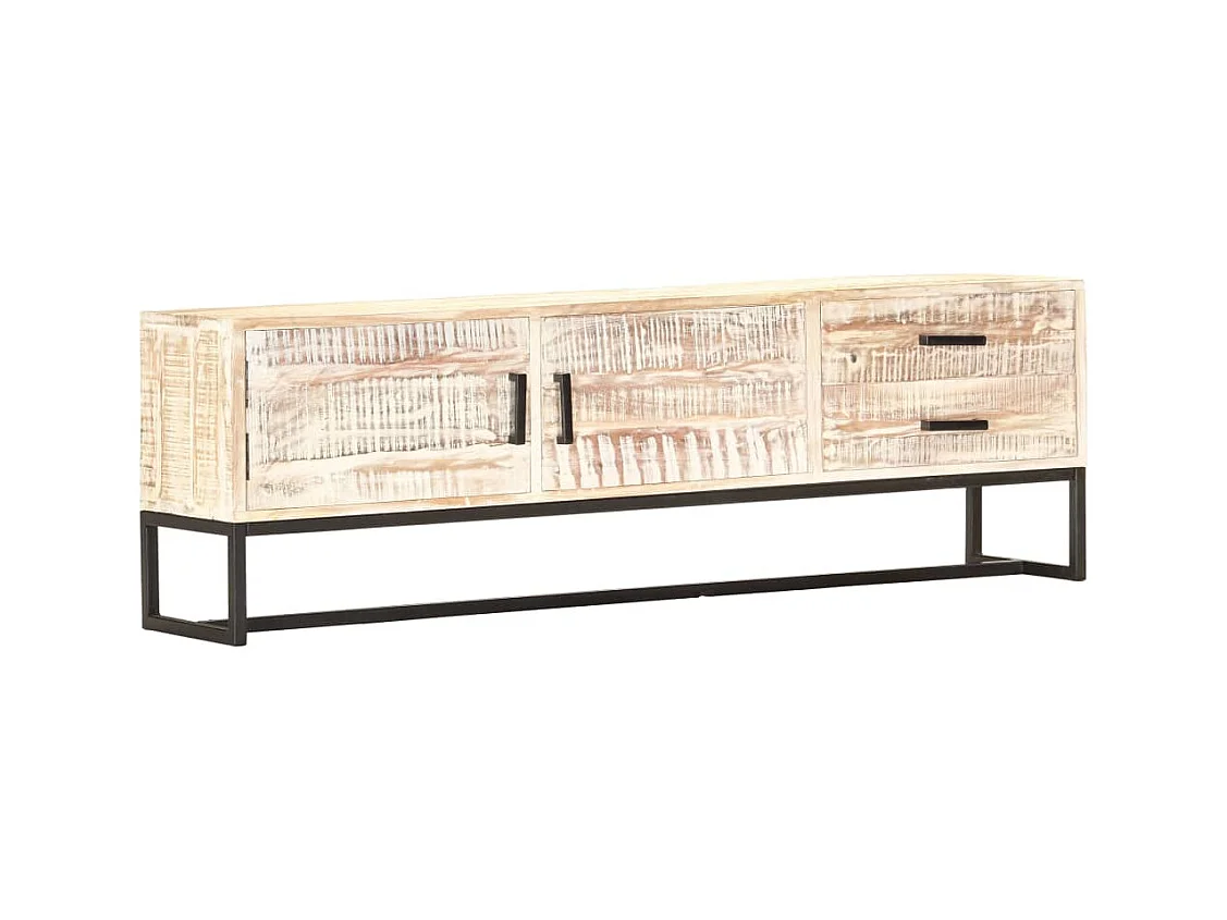 Garden Furniture -  Tv-meubel 140x30x45 cm massief acaciahout wit