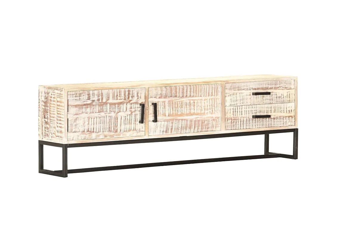 Garden Furniture -  Tv-meubel 140x30x45 cm massief acaciahout wit