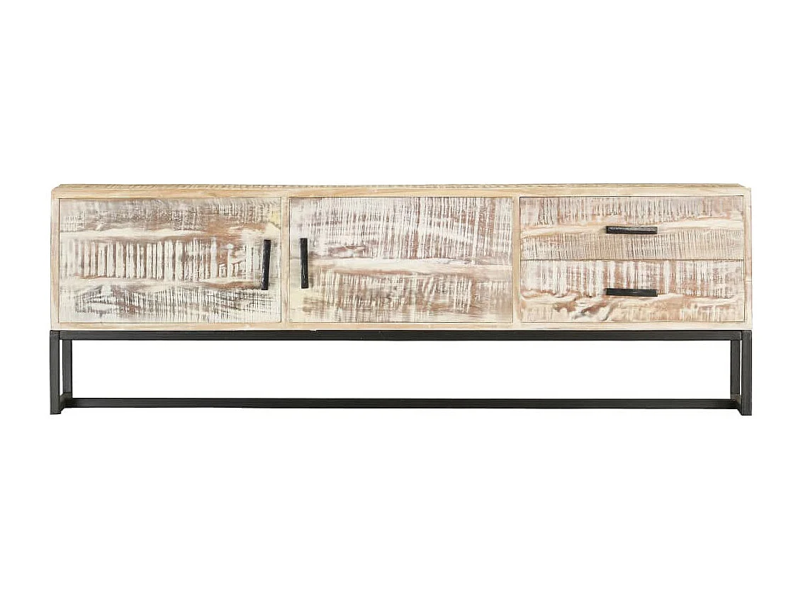 Garden Furniture -  Meuble TV Blanc 140 x 30 x 45 cm Bois d'acacia massif