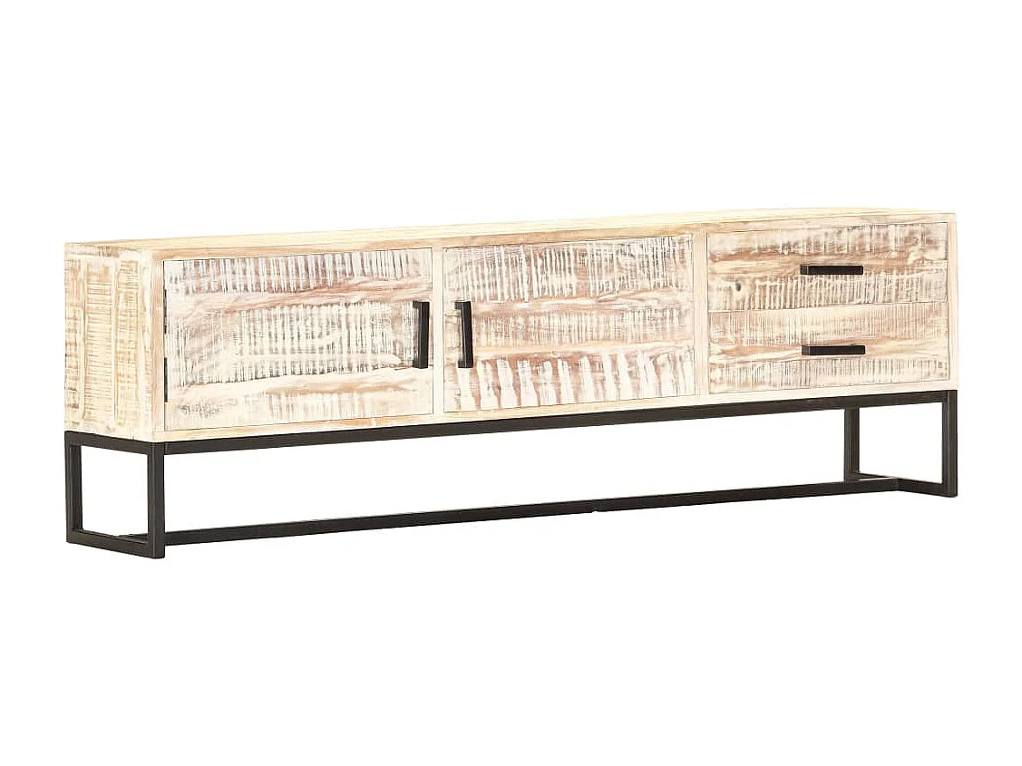 Garden Furniture -  Meuble TV Blanc 140 x 30 x 45 cm Bois d'acacia massif