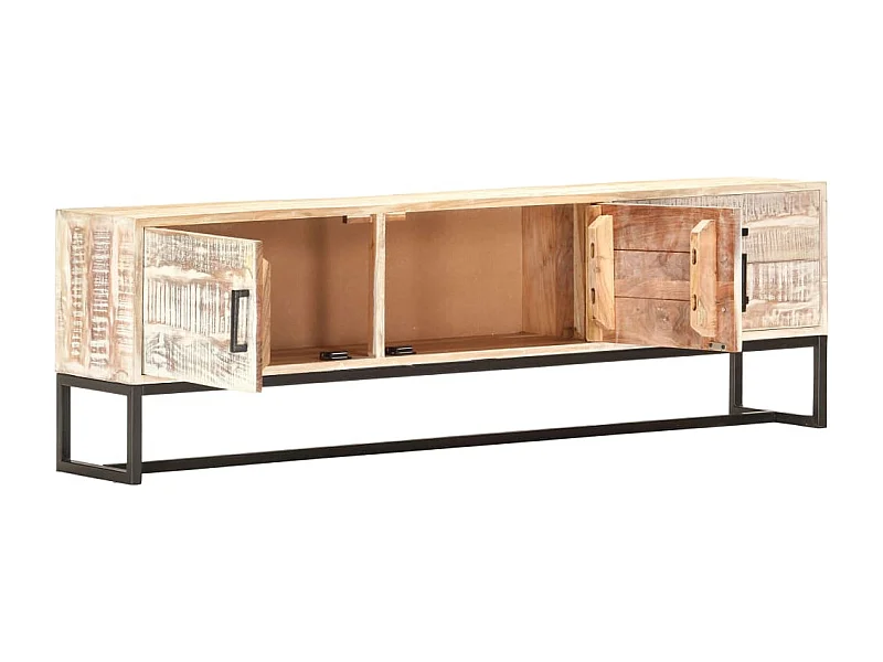 Garden Furniture -  Mueble para TV de madera maciza de acacia blanco 140x30x45 cm