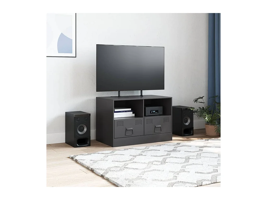 Amelie  Meuble TV noir 67x39x44 cm acier