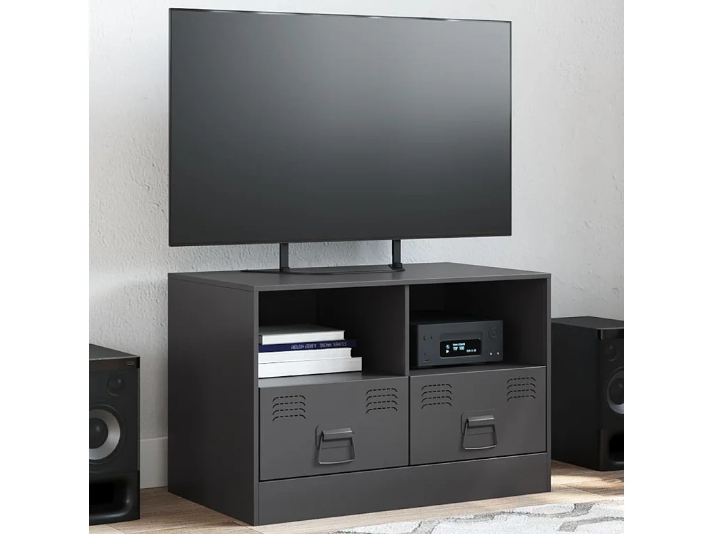 Amelie  Mueble para TV de acero negro 67x39x44 cm