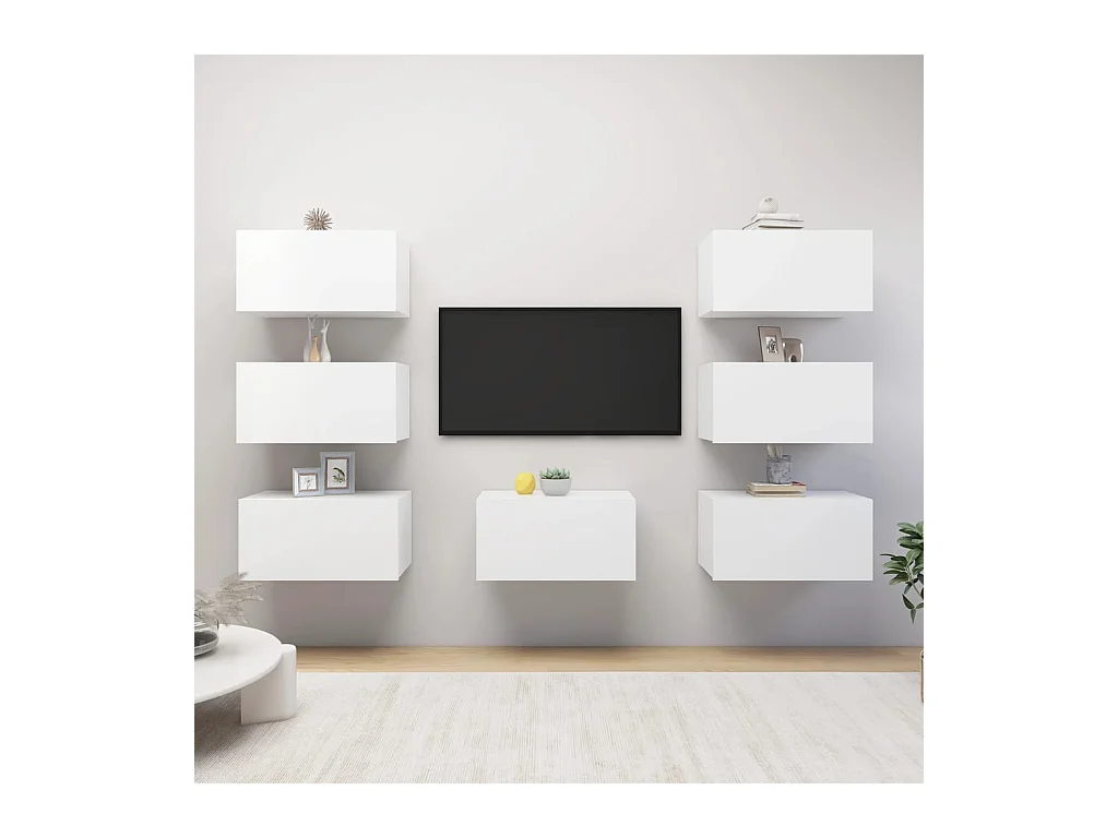 Ceylar  Meubles TV 7 pcs Blanc 30,5x30x60 cm Bois d'ingénierie