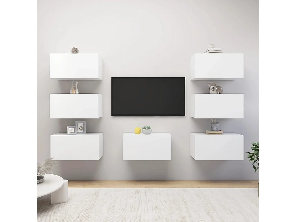 Ceylar  Muebles de salón 7 uds madera ingeniería blanco 30,5x30x60 cm
